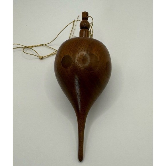 Vintage Handmade Lot of 6 Christmas Ornaments MCM Wooden Hollow Globe Finial - Picture 6 of 12